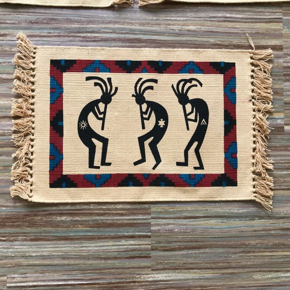 El Paso Saddleblanket Co Set of 3 Placemats Kokopelli Roadrunner Lizard Prints - Picture 3 of 7